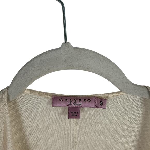 Calypso St Barth Cream 100% Cashmere Cardigan Sweater Open Front Womens Small - Picture 4 of 7